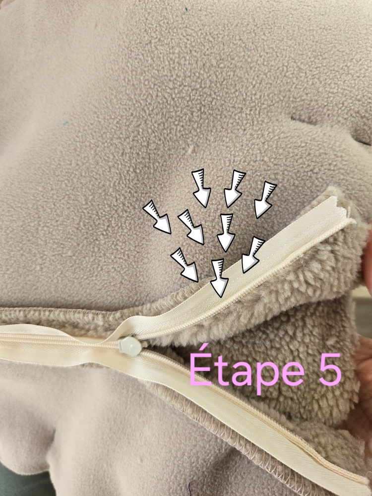 Ouvrir la fermeture pour retourner le travail