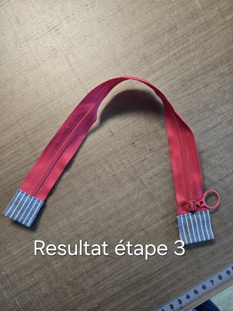 Résultat bande de propreté sur fermeture à glissière