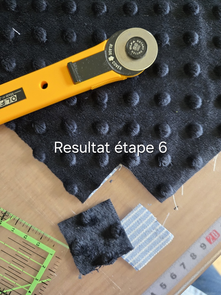 Résultat découpe carrés pour pointe de la trousse