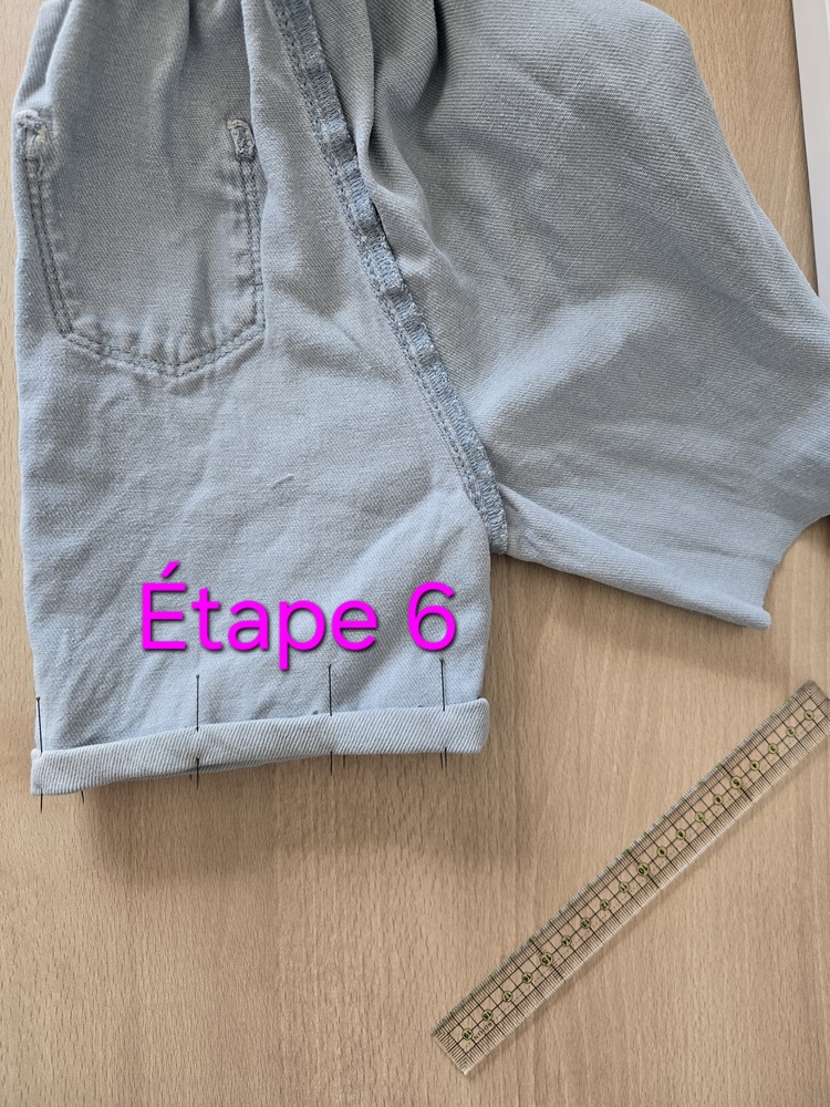 Epingler nouvel ourlet jean raccourci