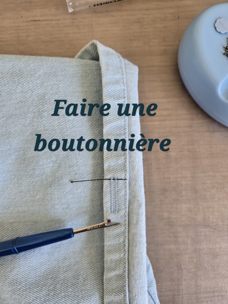 Faire la boutonnière du pochon pour les liens
